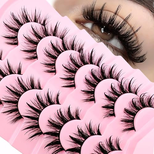 Faux cils Manga Cils aspect mouillé D-curl Style japonais Cosplay Spiky Anime Lashes 16mm Long Dramatic Thick Faux Mink Doll Eyelash Extension Look Like Wispy Individual Clusters(S22)