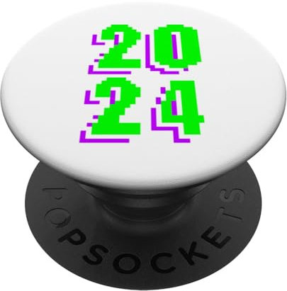 Año Nuevo 2024 Retro Pixelado Pixel Art Vintage Nostalgia PopSockets PopGrip Intercambiable