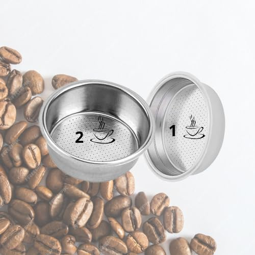 filtro cafetera, filtro cafe brazo, recambios accesorios ufesa Especial Espresso de 1 o 2 Tazas de Acero Inoxidable de 51 mm cafetera filtro Delongi repuesto de cafe Portafiltro sin Fondo