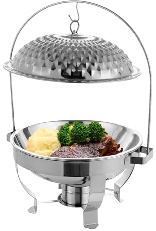 ANGDI Chafing Dish Buffet Set, Catering Warmer Server with Hook Up, Stainless Steel Buffet Server & Food Warmer for Buffet Restaurants, Family Gatherings, Banquets, Weddings (Color : Silver)