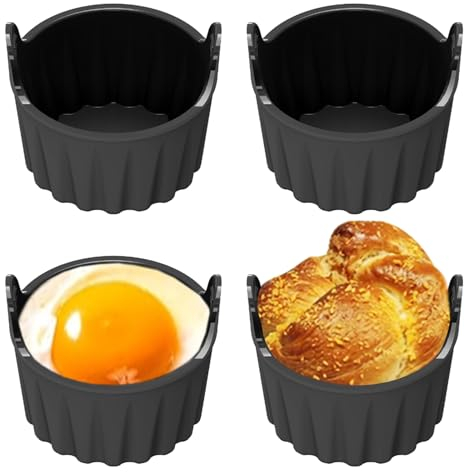 Joaecosmhui Silikonform Heißluftfritteuse, 4 Packungen ei Former Kuchenform für Heißluftfritteuse, Airfryer Zubehör für Cosori/Philips/Ninja/Tefal Luftfritteuse und mehr-Eierformen