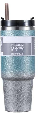 Stanley Cups, Double Layer Stainless Steel Insulated Mug with Lid, Gradient Color Travel Mug, Stanley Tumbler for Home, Office or Car (Silver)