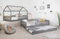 TiCAA 2 in 1 Hausbett Bodenbett wandelbar mit abnehmbaren Dach Duo 90x200 Weiß für Jungen & Mädchen mit Zusatzbett, Rausfallschutz & Rolllattenrost – aus Kiefer Massivholz