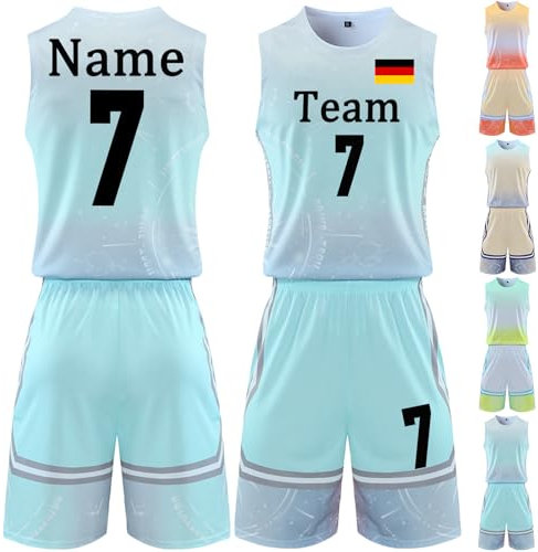 BROKANER Basketball Trikot 2 Stücke Benutzerdefiniert Jungen Basketball Trikots Kinder Jeder Name Nummer Team Logo Personalisierte Basketball Trikot Herren Personalisiert