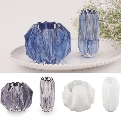 2 Pieces Silicone Flower Morden Vase Resin Epoxy Mold, Makeup Brushes Organizer Holder Pot Molds, Pen Storage Container Casting Mould Home Wedding Party Decor