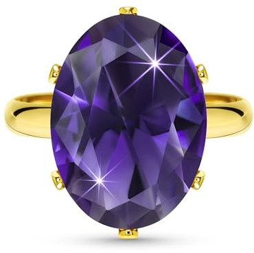 Linawe Amethyst Lila Moissanite Diamant Ringe Frauen, Gold Schmuck Jewelry Ring Verstellbar, Goldring Grosse Groessen Fingerring Damen, Ring Vergoldet Statement Goldene Ringe