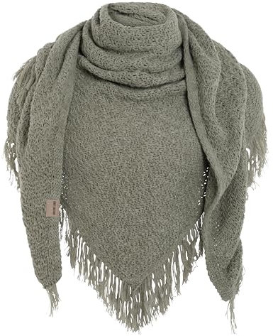 KNIT FACTORY - Dreiecksschal Amber - Damen Strickschal mit Wolle - Umschlagtuch für den Herbst und Winter - Winterschal - Dreieckstuch - Hochwertige Qualität - XXL Schal - 190x85 cm - Urban Green