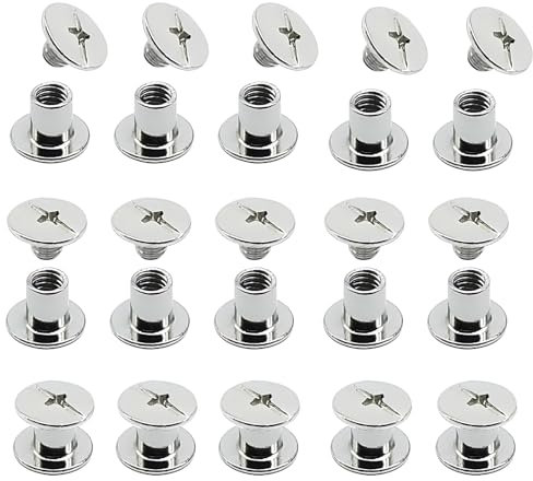 JXPXJMY Kit de 50 Piezas Remaches de Acero al Carbono para Encuadernación de Chicago, Remaches Ledger para Cinturón de Encuadernación Decoración de Maletas (Plata, M5*6)