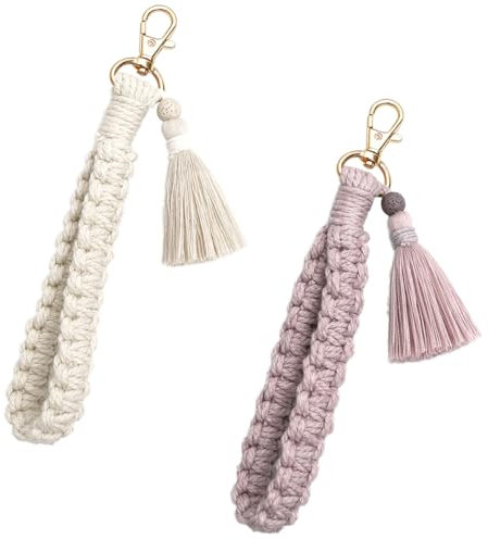 CHUQING Schlüsselanhänger boho Schlüsselband Kurz Schlüsselanhänger Stoff Geflochten Schlüsselarmband Makramee für Frauen Damen