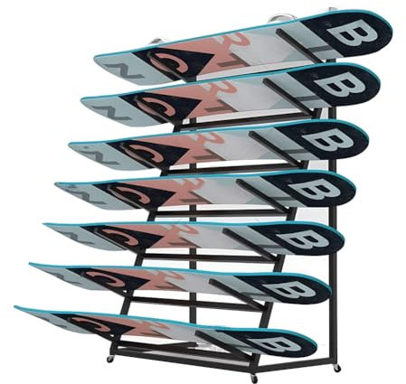 CXJGCRDM Bodenprobenhalter, Snowboard-Aufbewahrungsregal aus Metall, dreieckiges freistehendes Ski-Aufbewahrungsregal für die Garage, Organisationshalter für das Heim-Fitnessstudio, 4/5/6 Schichten v