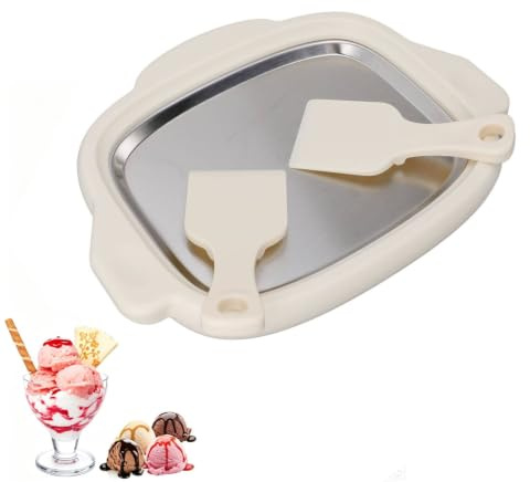 Máquina para hacer helados enrollados, máquina para freír hielo de acero inoxidable Bandeja para helado Máquina para hacer yogur helado para niños Granizados de helado caseros (-3118240120812)