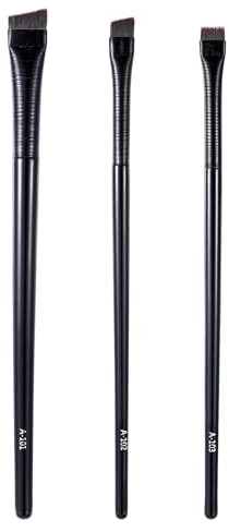 Dimeho Eyeliner Pinsel Set Fein Abgewinkelt 3 Stile Ultradünnes Eyeliner-Make-up-Pinsel-Set Professionelle Augenbrauen-Färbepinsel Fein abgeschrägte flache Spitze abgewinkelte Augenbrauen-Färbepinsel