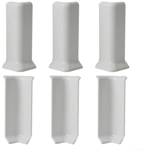 6 Stück Eckblöcke für 10 cm Sockelleiste, selbstklebend, innen und außen, Verbindungs-Set, verschiedene Farben (L Weiß)