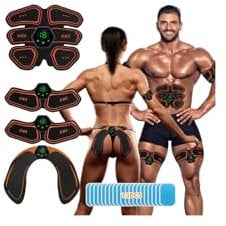 iWarmbase EMS Trainingsgerät, EMS Bauchmuskeltrainer Elektrisch, 6 Modi & 19 Intensitäten EMS Bauchtrainer, Ganzkörper ABS/Bauch/Arm/Bein/Po Traine