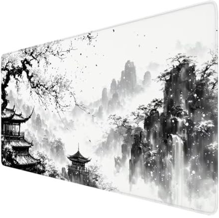 Tapis de Souris Noir 900x400x3mm Grand Tapis Souris XXL, Blanc Tapis Souris pour Clavier et Bureau, avec Bords Surpiqués et Dos Antidérapant, for Gamer Gaming Accessoire, Decoration Maison VO-424