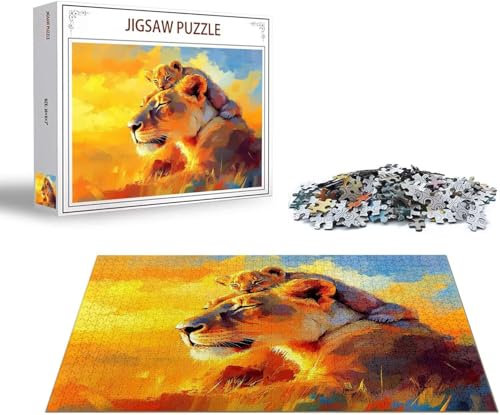 Puzzle 1500 Teile Löwe Puzzle Tier Holzpuzzle Erwachsene DIY Groß Klassische Jigsaw, Ein Herausforderndes Rätsel, Puzzlespiele für Die Ganze Familie Jigsaw für Erwachsene und Kinder Ab 14 Jahrenx-1199