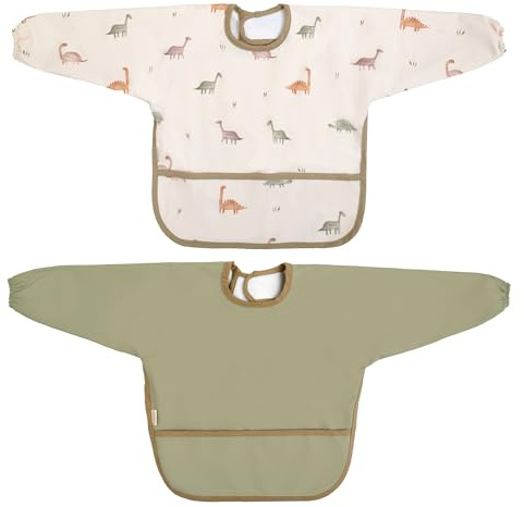 MIMUSELINA | 2er-Set Wasserdichte Baby-Ärmellätzchen | Mit Elastischen Bündchen und verstellbarem Verschluss | Perfekt für Beikost, Spielen und Kita