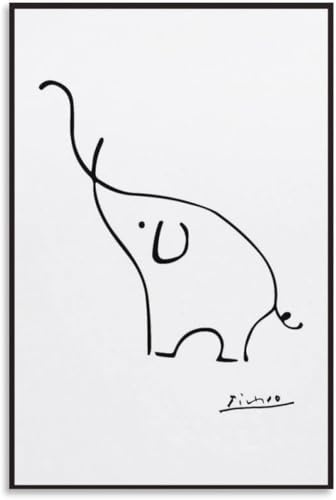 Matvsd Kohecs Picasso Elefant Poster und Drucke Picasso Strichzeichnung Wandkunst Picasso Tauben Malerei Ästhetisches Bild für Zuhause Wanddekoration 50x70cm ungerahmt