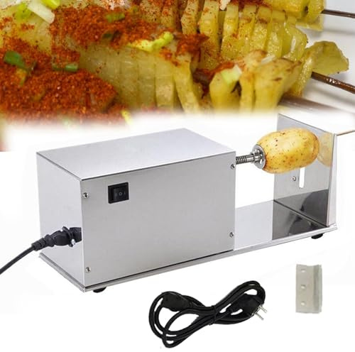 Feiphla Elektrischer Tornado Kartoffelschneider automatischer hausgemachter Tornado-Kartoffelchip automatischer Pommes Schneider, manueller für, Gurken oder Karotten