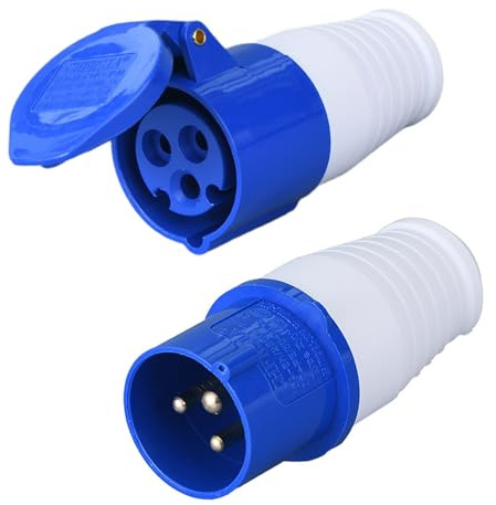 16 Amp Caravan Hook Up Socket and Plug Set | 220-240V Weatherproof Industrial Connector, Ndustrial 16A Plug & Sockets 1 Set
