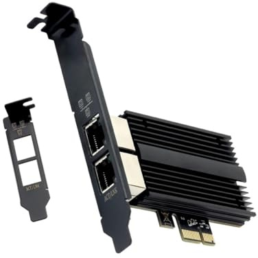 Jooehyer 2500Mbps Pcie to RJ45 I226-V Network Card 2.5G Gigabit Ethernet Dual Ports 100/1000/2500Mbps Network Card for Desktop Black PCB+Metal