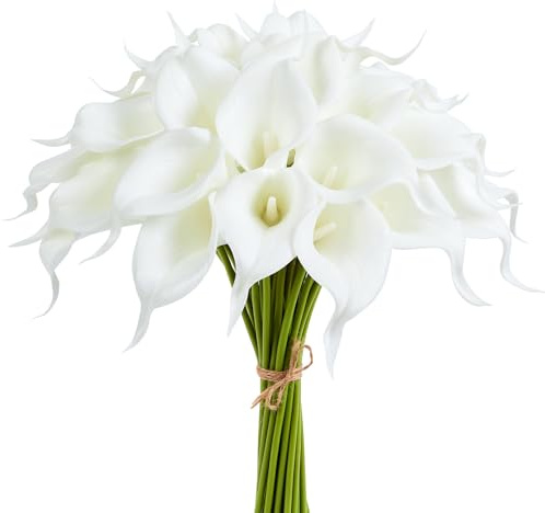 XIANNVXI Weiße Calla Lilie Künstlich Blumen Weiß Lilie Kunstblumen Blume Brautstrauß für Hochzeit Blumenarrangement Zuhause Party Dekoration 12 Stück Weiß Lilien