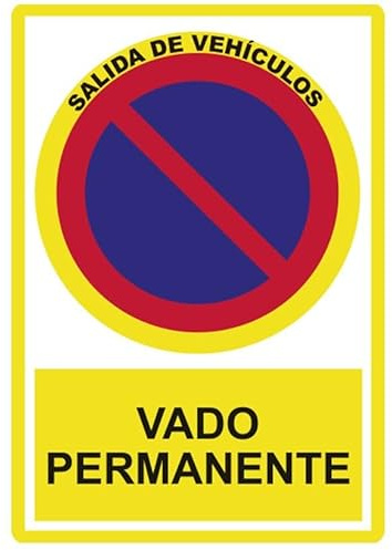 Pegatina Vado Permanente, Salida de Vehículos, Señal Adhesiva para Uso en Entrada y Garaje