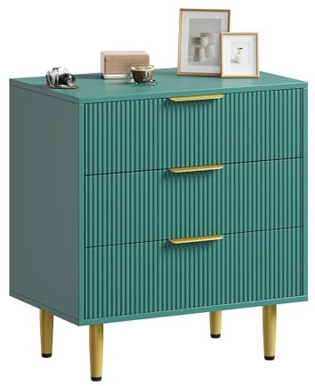 Lidzopas Bedside Table Side End Table 3 Drawer Chest of Drawers, Metal Handles and Runners, Space-Saving Storage Unit Modern Bedroom Cabinet for Living Room, Entryway, Apartment, 71x43x76cm
