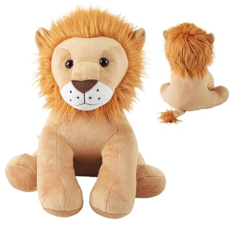 AQCQDQ Stuffed Löwe Plüschtier Löwenpuppe Kuscheliges Braun Tierkissen Sofakissen für Baby Mädchen Kinder Geburtstag Halloween Schlafzimmer Sofa Auto Dekoration (17cm)