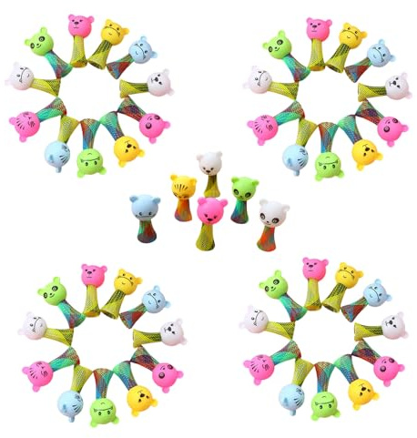 RAFGALDEX Of 50 Entertaining Cartoon Elastic Figurine Delicate Cartoon Bouncing Figures Animal Jumping Dolls Game Toy Children ' s Play Figures