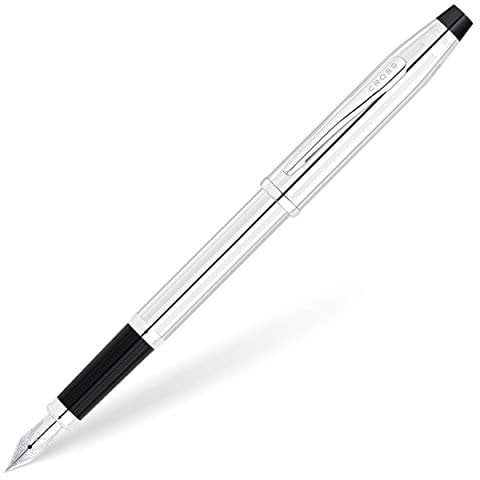 Cross Century II Füllfederhalter (poliertes Chrom, M-Feder, Schreibfarbe schwarz, nkl. Premium Geschenkverpackung) glanz-chrom
