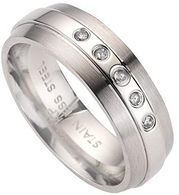 Zeeme Stainless Steel Unisex Ring Edelstahl Matt/Glanz Kristall grau 389070001