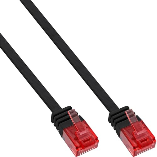 InLine 71600S Patchkabel flach, U/UTP, Cat.6, schwarz, 10m