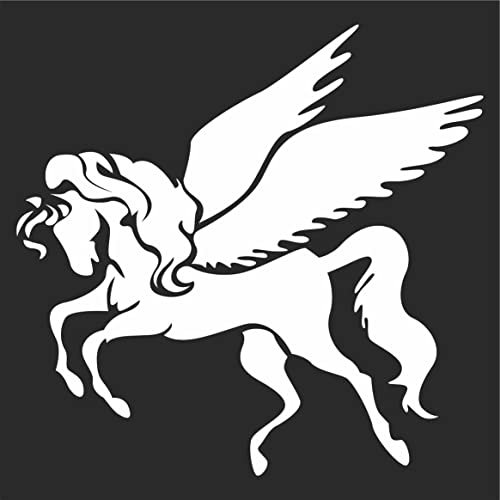 INDIGOS UG Auto Aufkleber Pegasus Winged Pferd weiß - 91mmx88mm - Autoaufkleber - Tuning - Sticker - Heckscheibe - Fahrrad - Motorrad - UV beständig