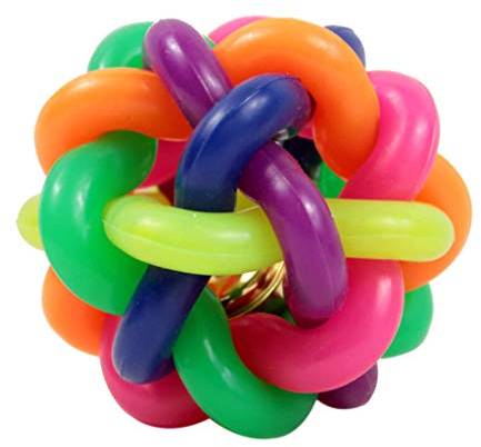 Generic Haustier Hund Katze Spielzeug Regenbogen Gummi Runde Kugel Mit Tier Spielzeug Ball Glocke Welpen - 5.5cm