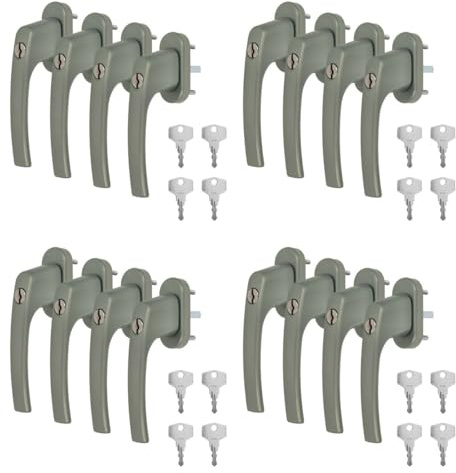16 x Alu Fenstergriff in Dunkelsilber F9 abschließbar - Stiftlänge 30mm