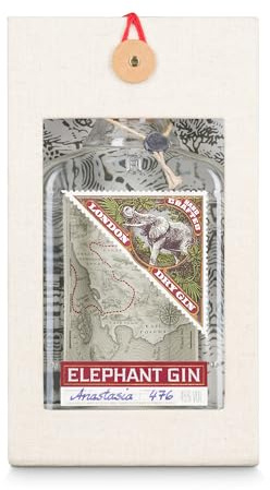 Elephant Gin, London Dry Gin Confezione Regalo, 500ml, per Gin Tonic Premium, Note Floreali, Fruttate e Speziate, con Botaniche dall'Africa, Gin Artigianale Distillato in Alambicchi di Rame, 45% Vol.