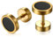 JewelryWe Schmuck Herren Ohrringe, Edelstahl Fake Plug Ohrclips Emaille Lünette runde coole Ohrstecker Tunnel Piercing für Männer, 8mm, Gold Schwarz