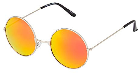 Ultra Gold mit Gläsern in Burnt Orange Runde Sonnenbrille UV400 für Männer und Frauen – Große Runde Unisex-Retro-Brille mit Gefederten Comfort-Fit-Scharnieren – Runde Sonnenbrille UVA UVB