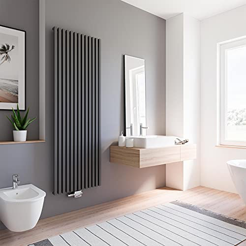 Schulte Design-Heizkörper Lyon, 180 x 60 cm, 1422 Watt Leistung, Mittelanschluss, anthrazit, Wohnraumheizkörper für Zweirohr-Systeme
