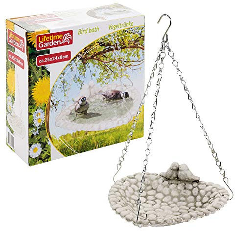 URBNLIVING Ceramic White Bird Baths - Hung or Placed Garden Ornaments. (Big - Hung)