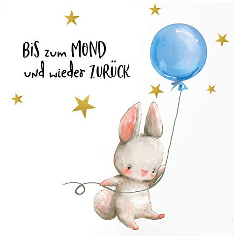 Little Deco Hase mit Ballon Blau Spruch Bis zum Mond DL209-2
