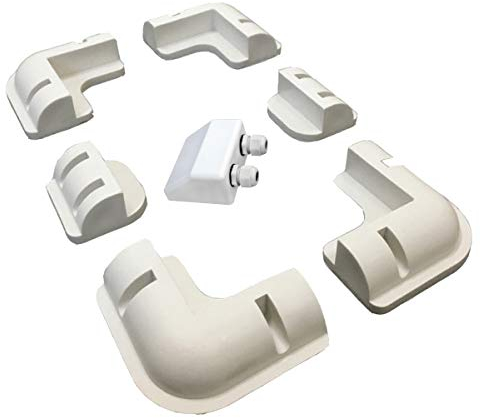 SARONIC 7pc Support de Montage de Panneau Solaire Rectangle Blanc Fixe-gratuit Support de coin Support pour Bateaux, Caravanes, Véhicules de Loisirs et Toute Surface Plane