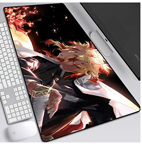 Demon Slayer Tapis de Souris Gaming XXL, 900x400mm, Anime Mouse Pad - Surface spéciale améliore la Vitesse et la précision, 3mm Base en Caoutchouc Antidérapant Surface-pour Ordinateur et PC,H