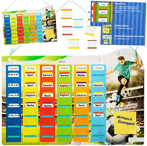 alles-meine.de GmbH Stundenplan Fussball mit austauschbaren Schulstunden zum Einstecken + Notizzettel - für die Schule - Schulanfang Schulstunden Grundschule Vorschule/Mädc..