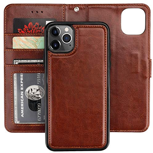 Bocasal iPhone 11 Pro Max Wallet Case with Card Holder PU Leather Magnetic Detachable Kickstand Shockproof Wrist Strap Removable Flip Cover for iPhone 11 Pro Max 6.5 inch (Brown)