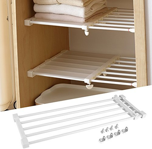 Verstellbares Ablagefach für Schrank, Trennwand für Schränke, Teleskopschränke für Kleiderschrank, Küche, Bad (73-128 cm)