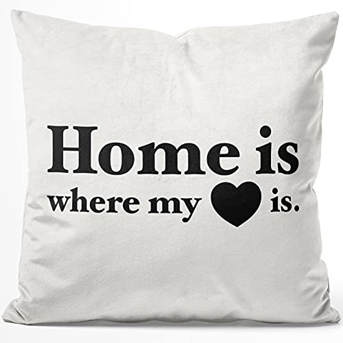 JUNIWORDS Kissen, Home is Where My Heart is, 40 x 40 cm, Flauschig Samtweich Weich
