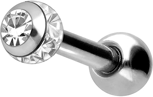 PIERCINGLINE Ohrpiercing EPOXY-RING-KUGEL + Kristall Piercing Ohrstecker Helixpiercing Silberfarben 4 mm