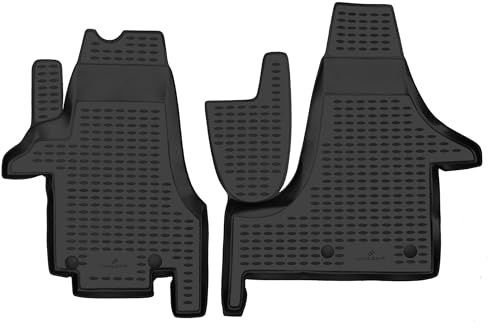 WALSER XTR Gummi Fussmatten Auto für VW T5 Bus/Pritsche/Fahrgestell 2003-2015, VW T5 Kasten 2003-Heute, 100% passgenaue Auto Fußmatten, robuste Universal Fußmatte Auto, Gummimatten Auto